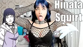Sexy Cosplay Hinata - NARUTO - Teen Webcam Intense squirting through panties HOT Hitachi masturbating on bed - Novinha Gozando na Calcinha Squirt Ahegao