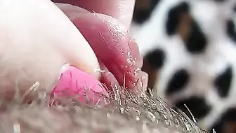 Extreme close up on my huge clit head pulsating