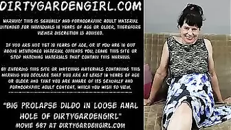 Big prolapse dildo in loose prolapsing anal hole of Dirtygardengirl