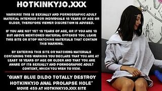 The giant blue dildo totally destroy Hotkinkyjo anal prolapse hole