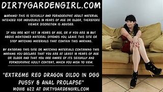 Extreme red dragon dildo in Dirtygardengirl cunt & anal prolapse
