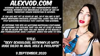 Hot schoolgirl Hotkinkyjo with gigantic dildo in anal hole & prolapse