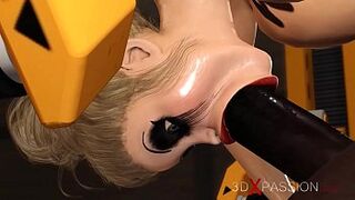 3dxpassion.com. Horny blonde in restraints gets rammed hard by a african husband in a mask