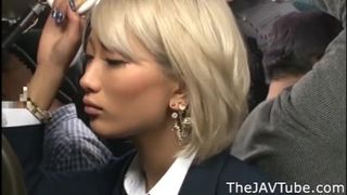 Japanese Blonde AIKA Groped in a Public Bus and Abused in a Public Toilet