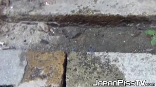 Horny perv records cute jap girls urinating in public