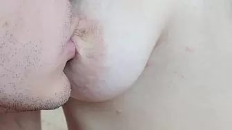 Extremly close-up nipple play