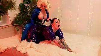lezzie hard-core FUCK of two fine whores in shiny costumes - snatch fuck and deep throat - set of (Arya Grander)