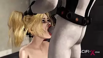 Sex cyborg monster plays with a fresh horny sweety in the sci-fi dungeon