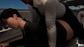 Getting her monstrous behind dicked down in the car.