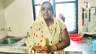 Desi Bhabhi Fucking Hard-core Kitchen with Banana